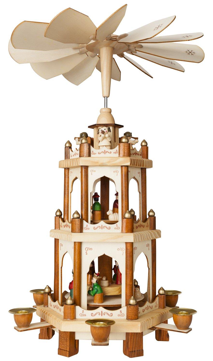 BRUBAKER BRUBAKER Wooden Christmas Pyramid - 18 Inches - 3 Tier Carousel - Nativity Play