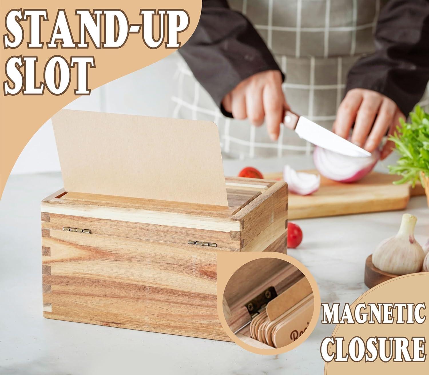 InnoBeta InnoBeta Sunflower Gifts Recipe Box, Recipe Card Holder Box with 50 4x6 inch Recipe Cards, 10 Dividers, Recipe Organizer for Sunflower Lovers