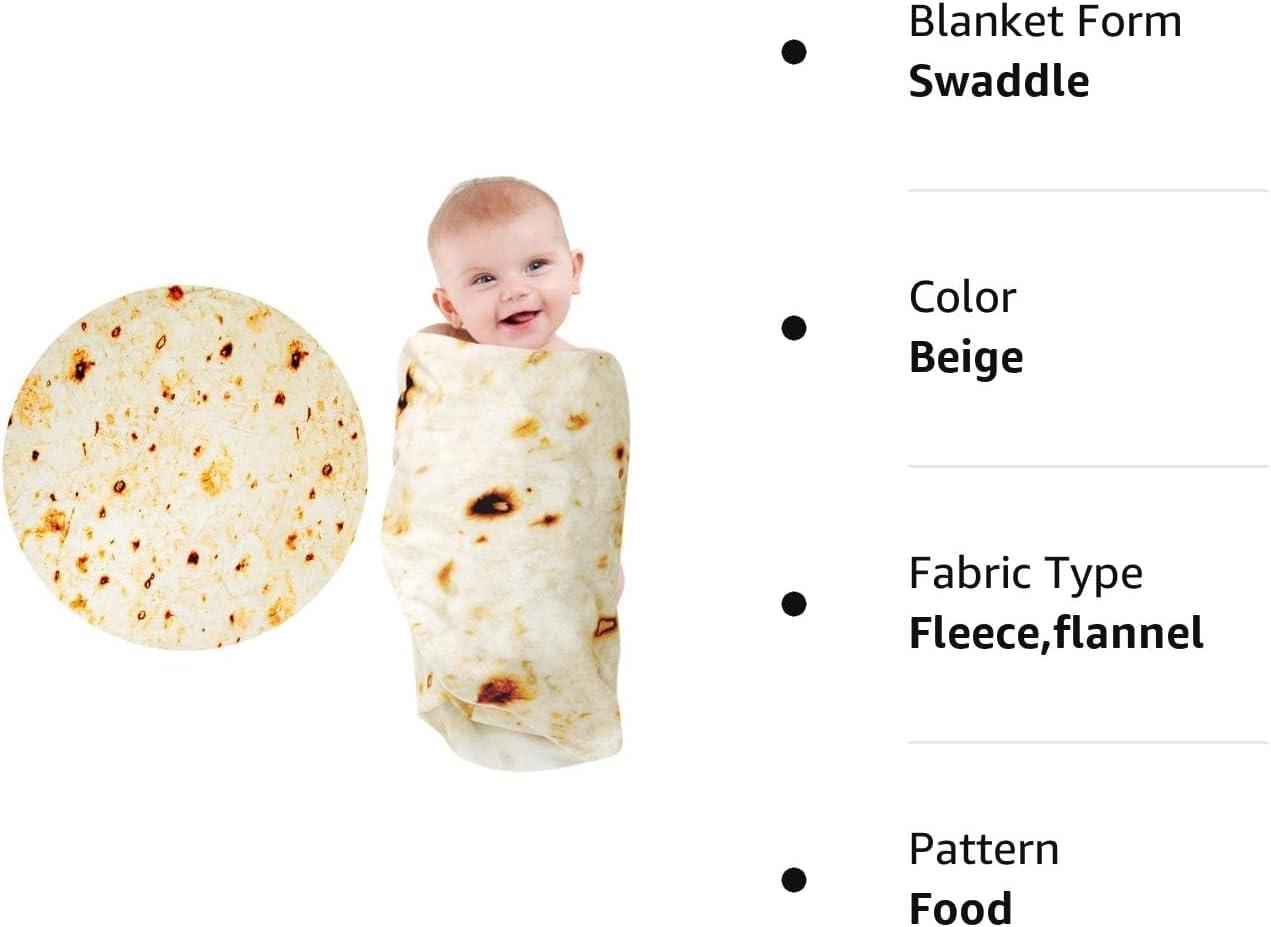 Lhedon Tortilla Blanket Baby, Baby Burritos Swaddle Blanket, Taco Blanket for Newborn Toddler, 285 GSM Soft Flannel Wearable Wrap Blanket Funny Gifts for Baby Shower Boy Girl 0-3 6 9 Months