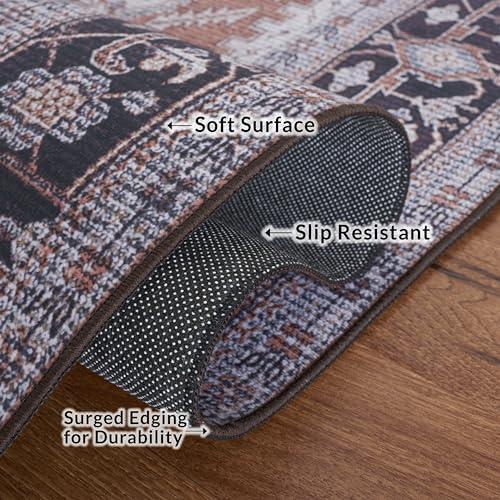 Safavieh SAFAVIEH Tucson Collection Area Rug - 6' x 9', Rust & Navy, Persian Medallion Design, Non-Shedding Machine Washable & Slip Resistant Ideal for High Traffic Areas in Living Room, Bedroom (TSN128P)