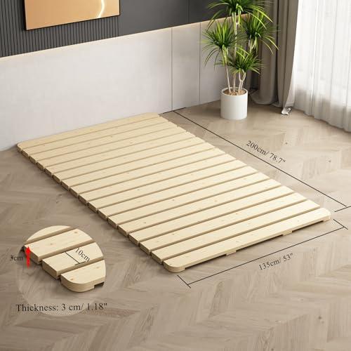 LOBOTOU LOBOTOU Breathable Moisture-Proof Bed Plate, Guest Tatami Mat,Wood Roll-Type Slatted Bed Japanese Floor Futon Mattress, Floor Sleep Bedding (Full)