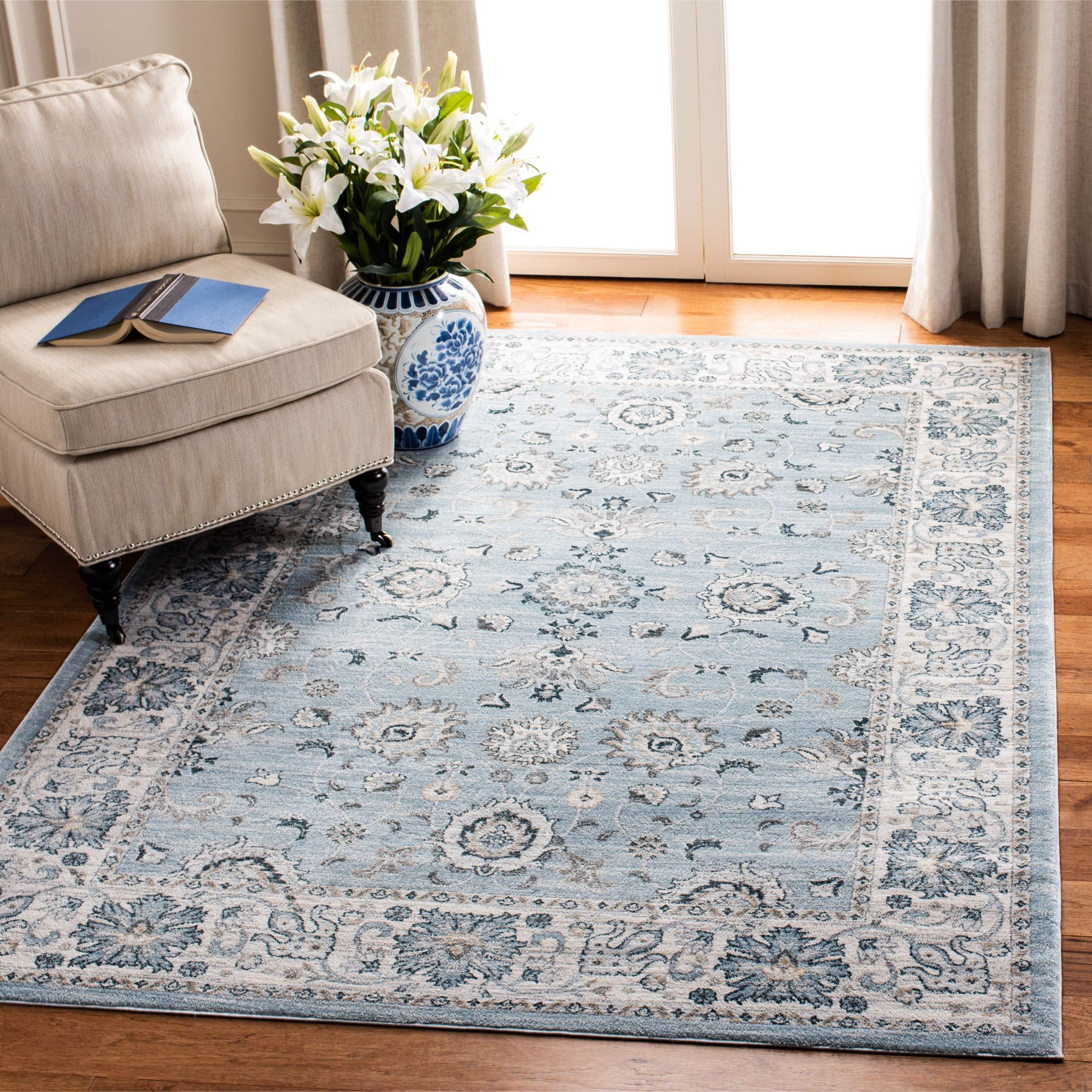 Safavieh SAFAVIEH Isabella Collection Area Rug - 8' x 10', Light Blue & Cream, Oriental Design, Non-Shedding & Easy Care, Ideal for High Traffic Areas in Living Room, Bedroom (ISA940M)