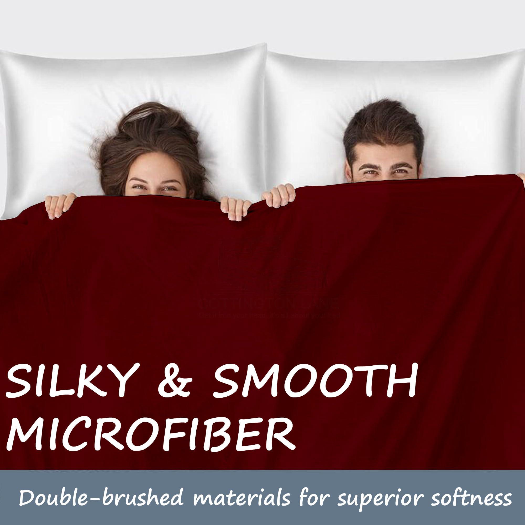 Cottington Lane Extra Long Twin XL Sheets Dorm-Super Soft Microfiber Bed Sheets-Hotel Luxury Bedding-College Dorm Room Bed Sheets Twin Xl-16 Inch Deep Pocket Twin XL Fitted Sheet with Elastic All Around(Burgundy)