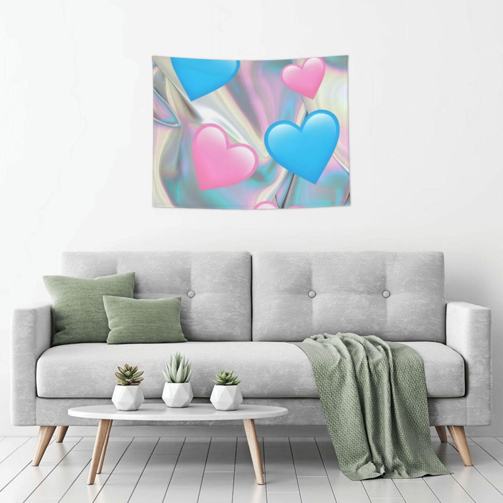 Kkaingg Kkaingg Pastel hearts, blue, love, pink Tapestry Wall Hanging Tapestry Wall Tapestry for Bedroom Aesthetic Tapestry Hippie Tapestry 29x37in