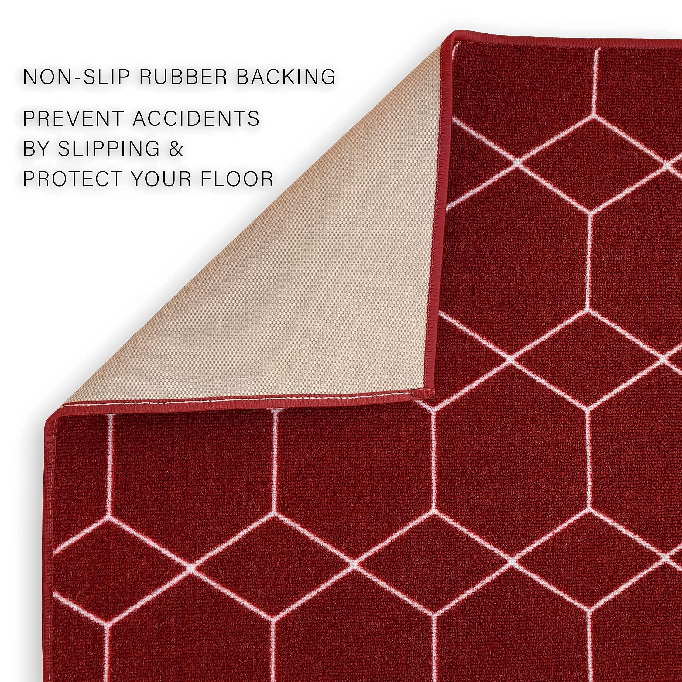 CreativeDeco Custom Made Runner Rug for Kitchen Foyer Hallway Entry Choose Your Length Size 31 Inch Wide Geometric Lattice Design Red Color (39 feet x 31 Inch)