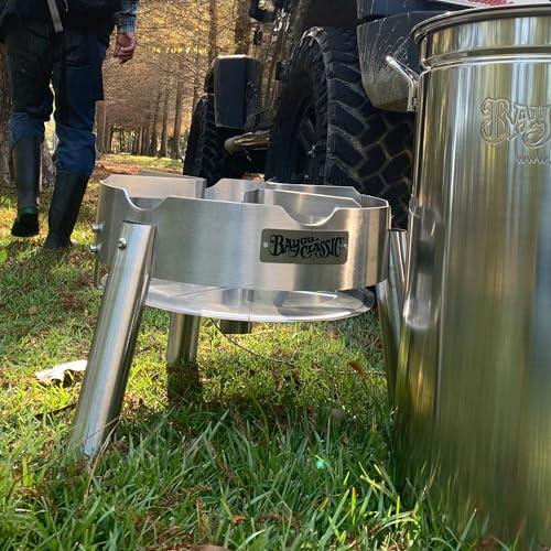 Bayou Classic Bayou Classic SS1 16-in Stainless Single Jet Cooker Features 12.5-in Tall Welded Frame 10-psi Pre-Set Regulator w/ 60-in Stainless Braided Hose