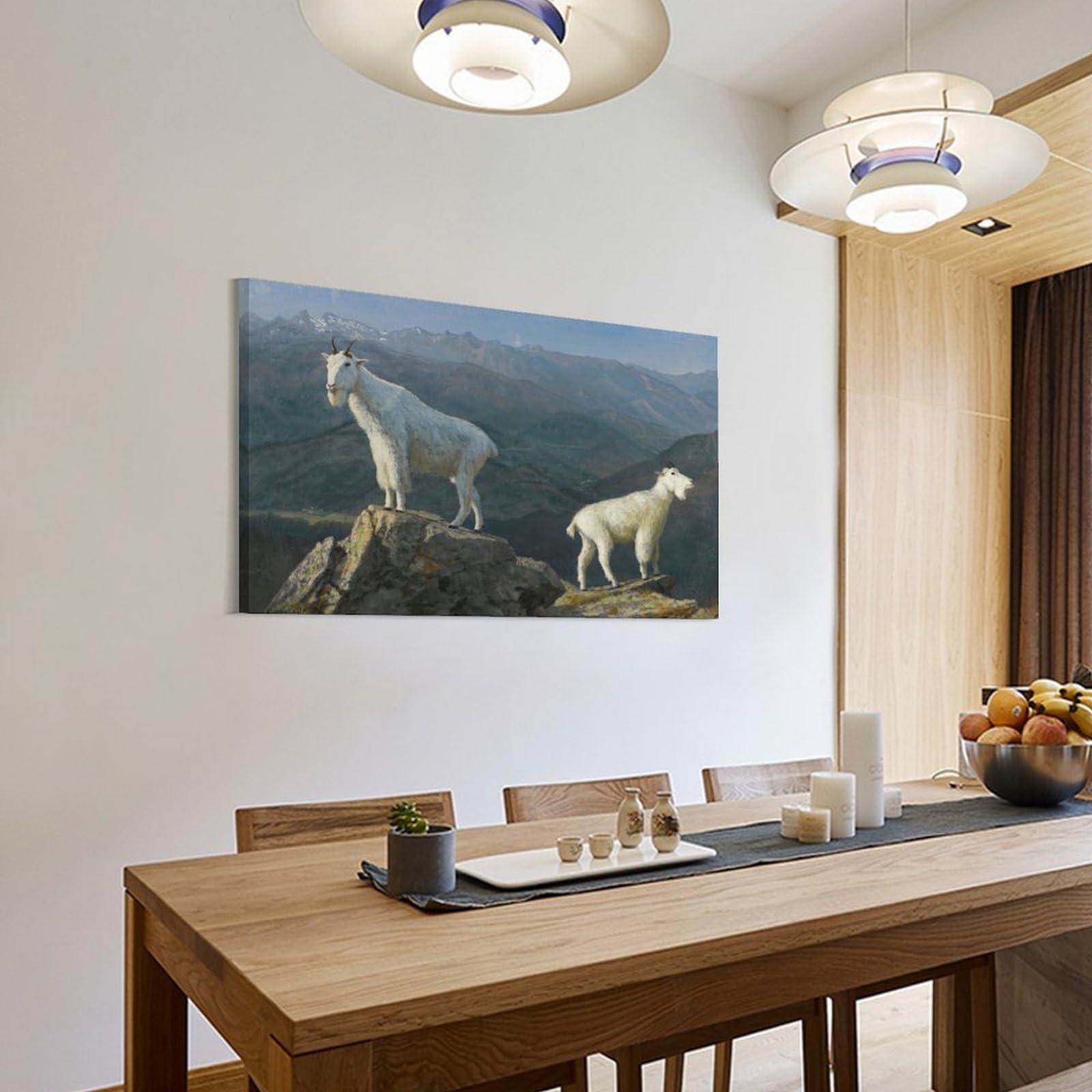 Generic Mountain Goats Poster Print by Albert Bierstadt Posters Wall Art Painting Canvas Gift Picture Frame Prints Bedroom Decor Poster Artworks 16x24inch(40x60cm)