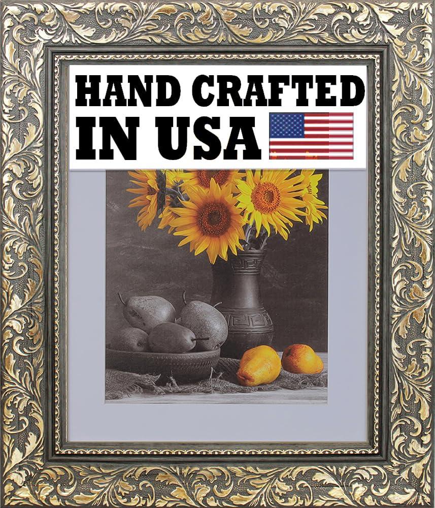 WHOLESALE ARTS AND FRAMES WHOLESALE ARTS AND FRAMES 3-3/8\" Polystyrene Classic 27x39 Picture Frame Grey Chocolate Gold 1743,Made In USA Poster Frame, Ornate Frame for Oil Painting, Canvas Frame, Hand Crafted Quality Frame