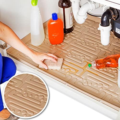 Xtreme Mats Xtreme Mats Waterproof Under Sink Mat (Beige 37" 1/4 x 19 1/4) Shelf Liner Cabinet Liner for Home Bathroom Vanity Cabinets Plumbing Leak Water Damage Prevention Flexible Under Bathroom Sink Driptray