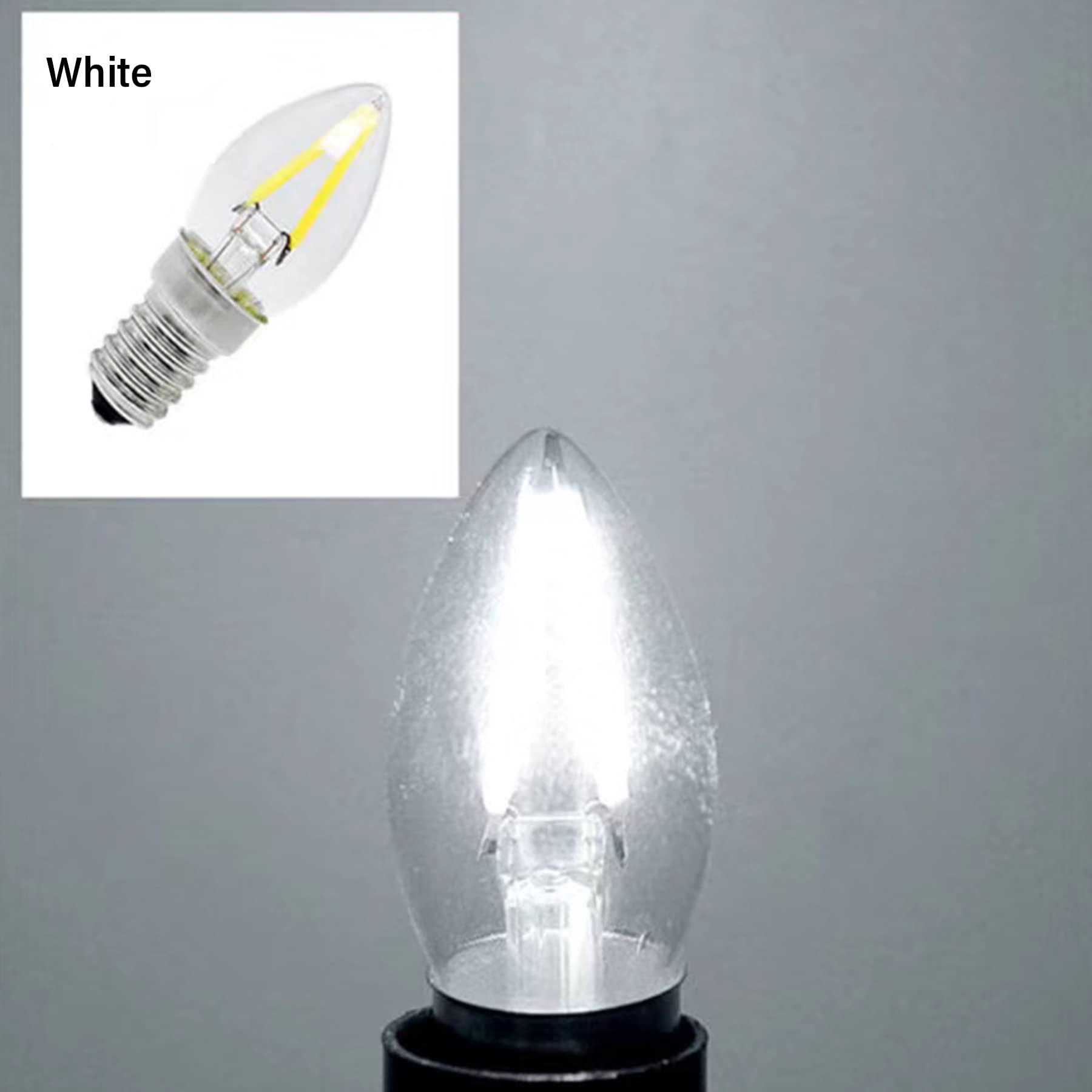 KIMROO KIMROO 2W E12 C7 Candelabra LED Bulbs(6 Pack) 15W Enquivalent E12 Base LED Filament 2W Bulb 120V Dimmable 6000K Daylight White Clear Glass C7 Mini Candle Torpedo Shape for Night Light (White)