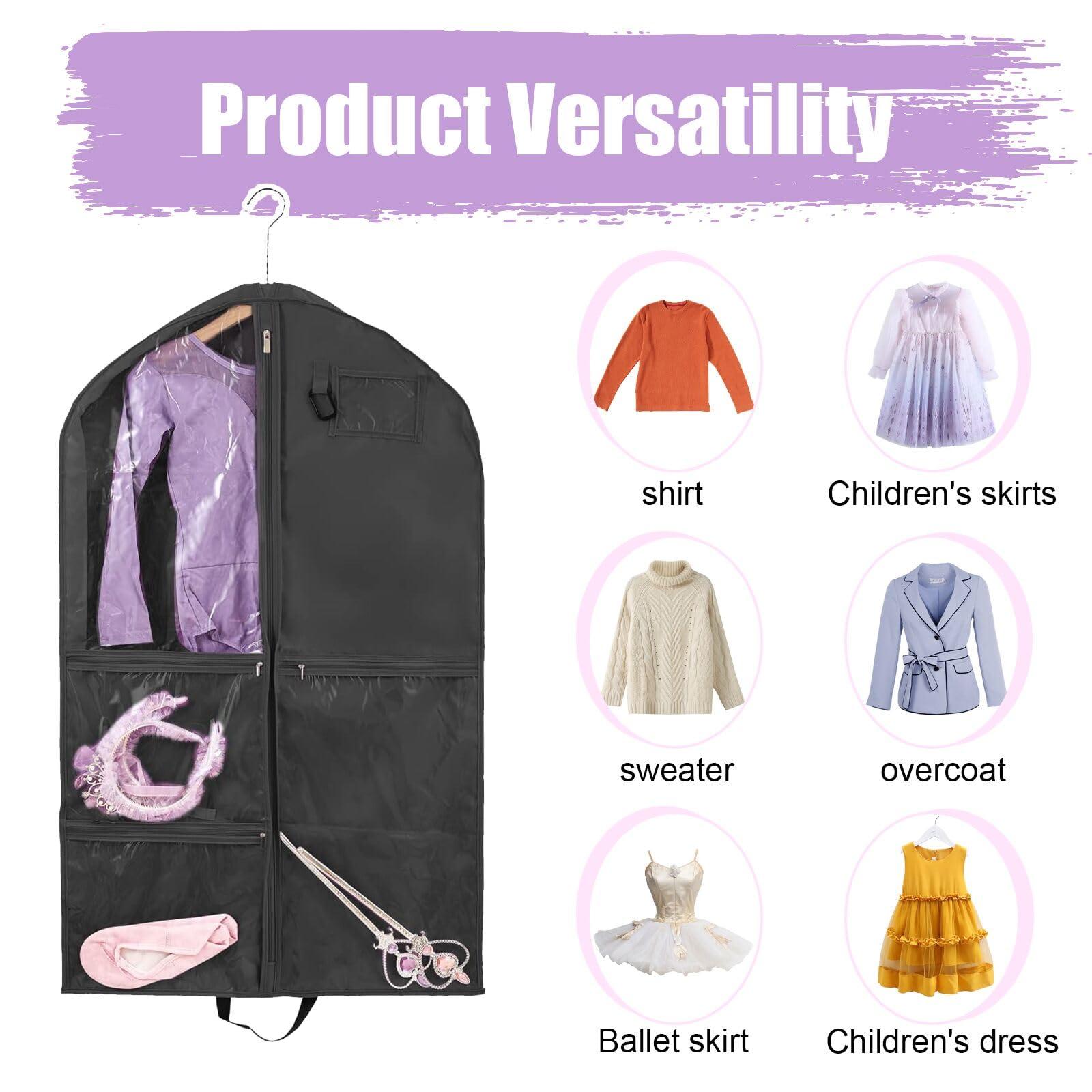 QEES Garment Bag,Garment Bags For Travel,Dance Costumes Bag,Costume Dance Garment Bags For Dancers,Kids Garment Bags For Hanging Clothes,Dance Costume Competition Bags For Girls,40Inch Garmet Bag