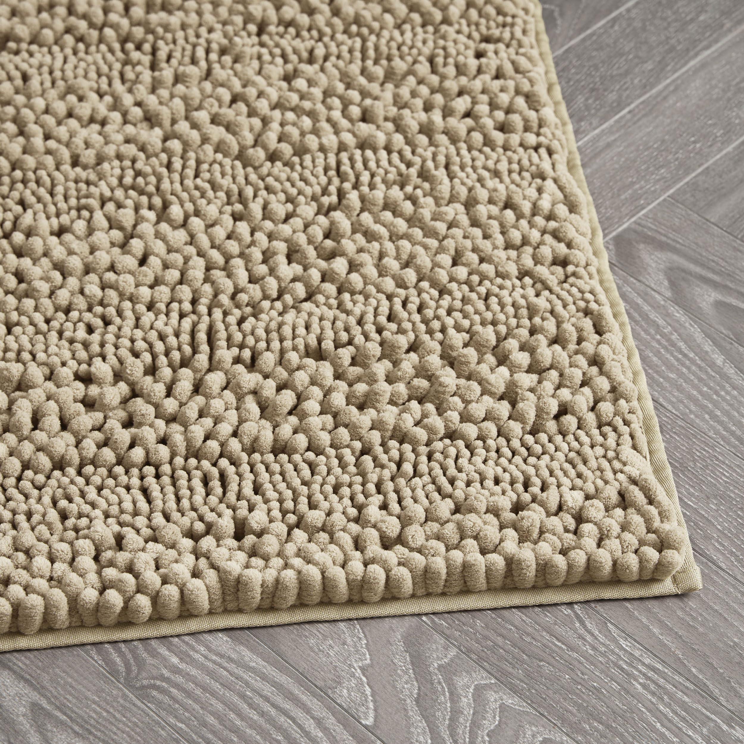 Laura Ashley Laura Ashley Astor Chenille Bath Mat | 100% Polyester | Premium Bathroom Dcor | Machine Washable | TPR Backing Measures 17 x 24 | Linen