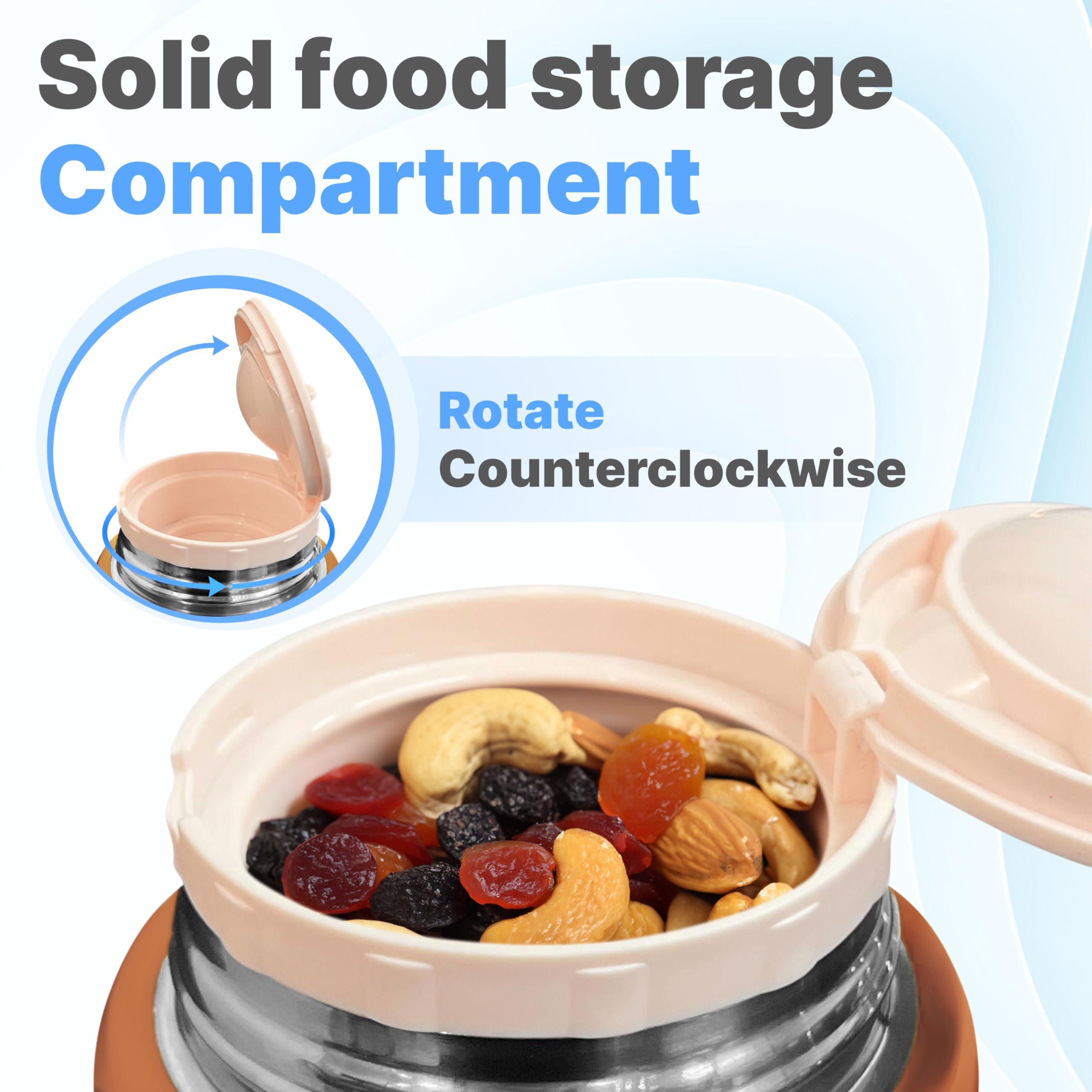 Earth&ME Earth&ME Stainless Steel Thermo For Hot Food 17OZ with Folding Spoon, Vacuum Insulated Food Container, Soup Thermo with Wide Mouth, Insulated Food Jar for Hot & Cold Food, Gold