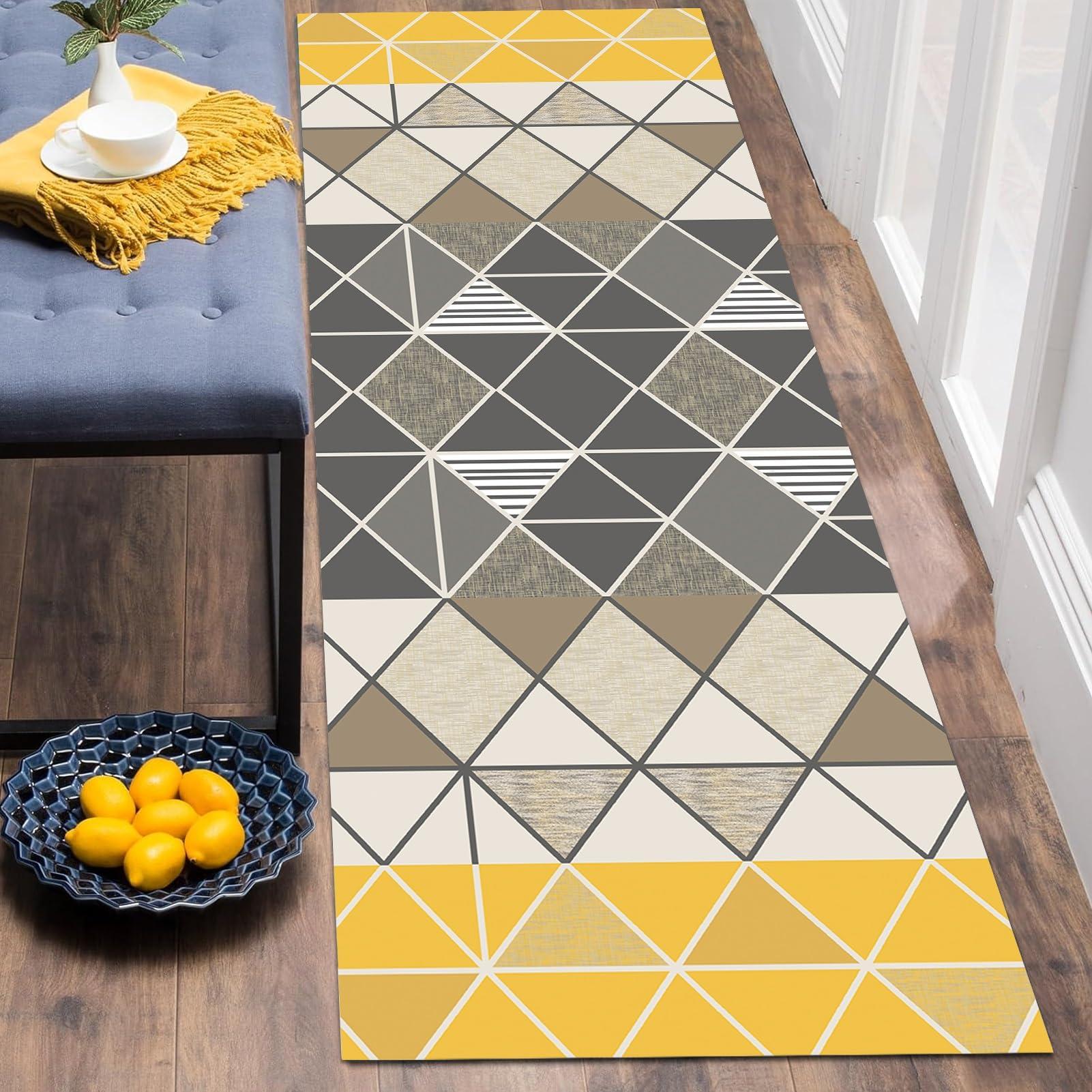 Gaommini Yellow Grey Hallway Carpet Runner Rugs with Rubber Backed Rug Runner Mat Narrow Thick Long Carpet - Length 100cm 1.5m 2m 250cm 300cm 4m 5m 6m Floor Mat (Size : 3.3 ft 6.6 ft)