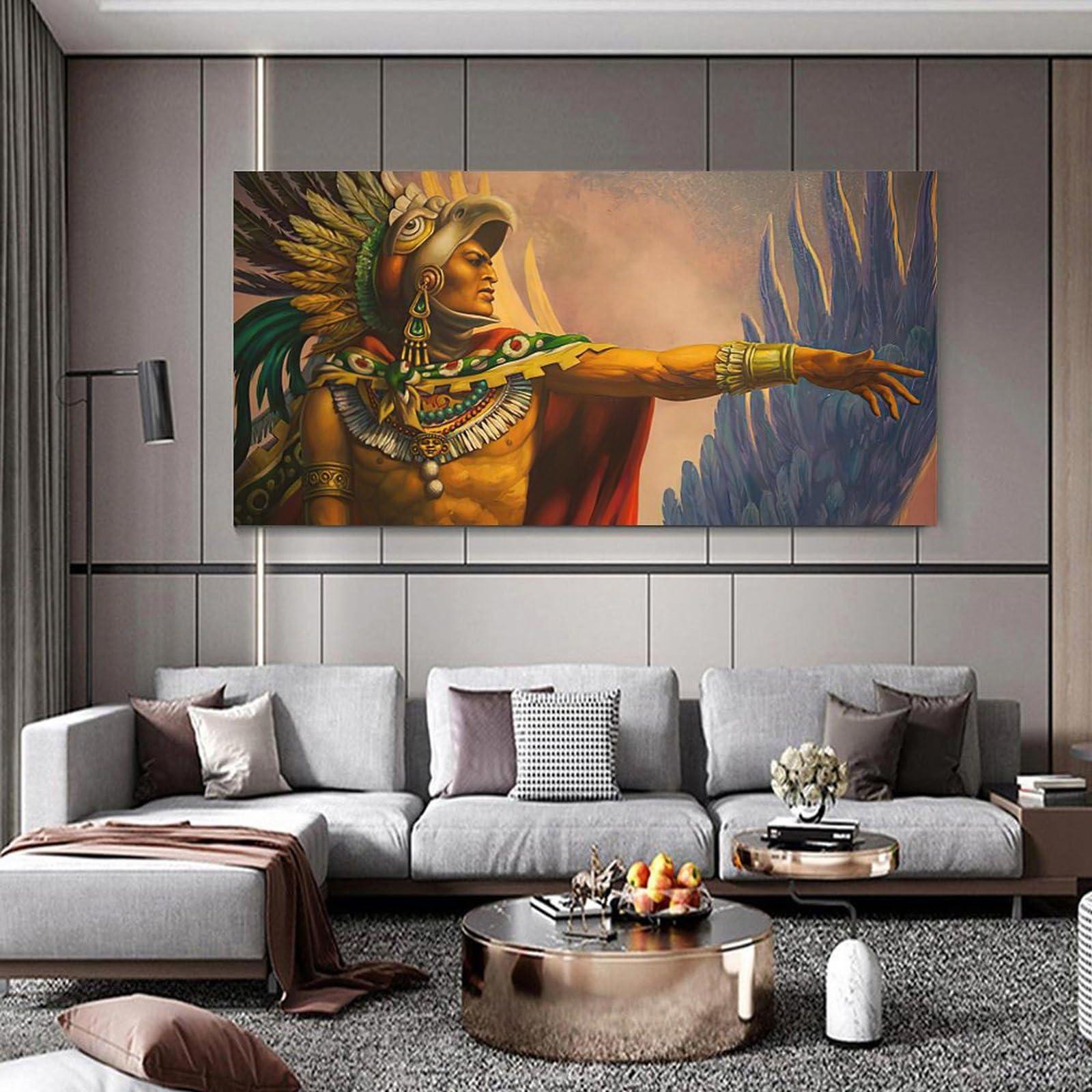 AAHARYA AAHARYA Aztec Warrior Canvas Art Poster And Wall Art Picture Canvas Painting Posters And Prints Wall Art Pictures for Living Room Bedroom Decor 20x40inch(50x100cm) Unframe-style