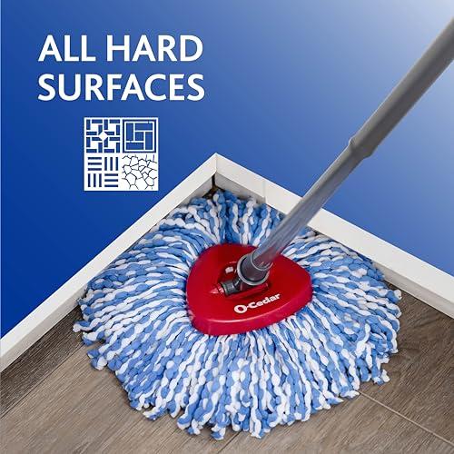 O-Cedar O-Cedar EasyWring RinseClean Microfiber Spin Mop & Bucket Floor Cleaning System with 3 Extra Refills, Plastic, Grey
