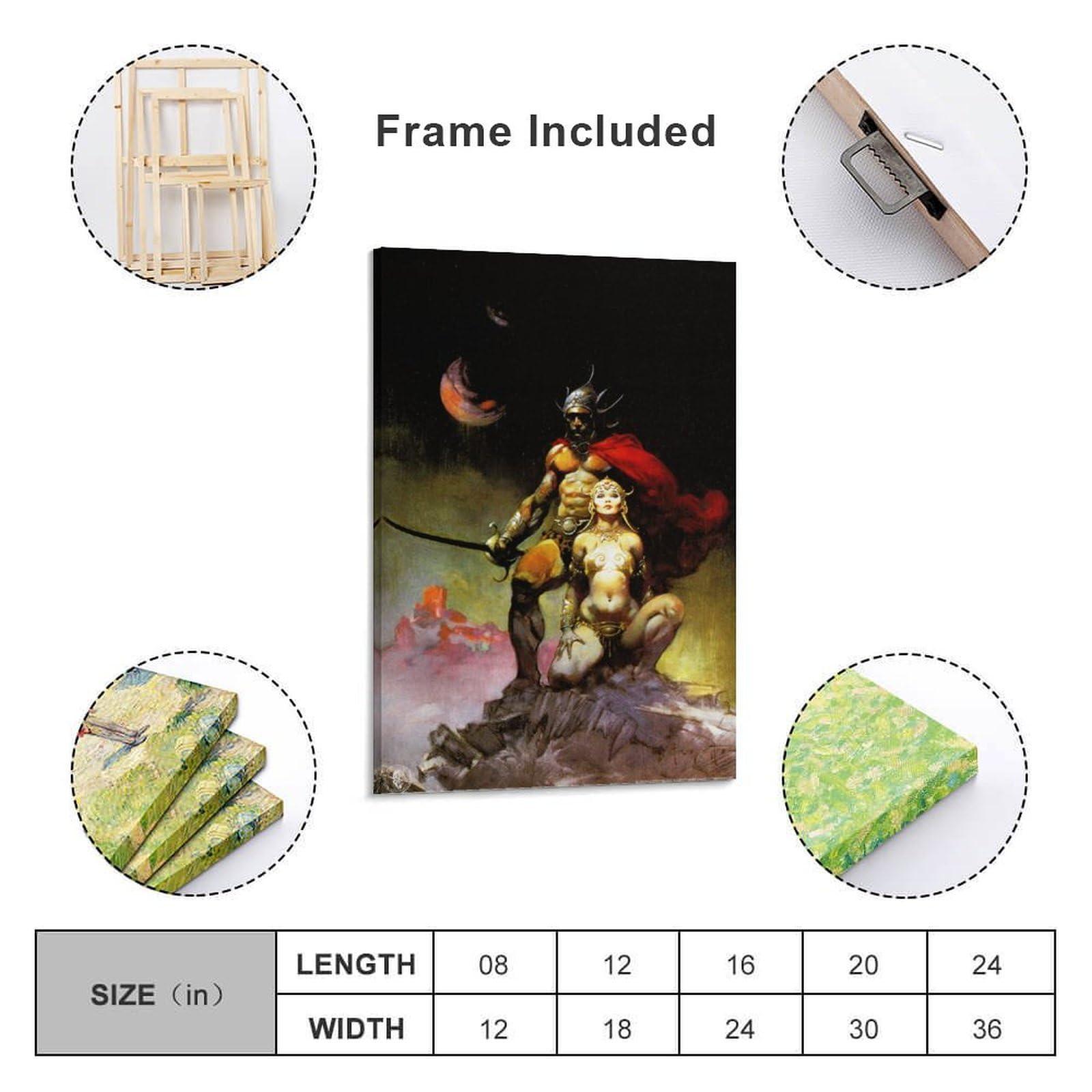 Generic Swords of Mars by Frank Frazetta Print Photo Art Painting Canvas Poster Home Decorative Bedroom Modern Decor Picture Frame 20x30inch(50x75cm)