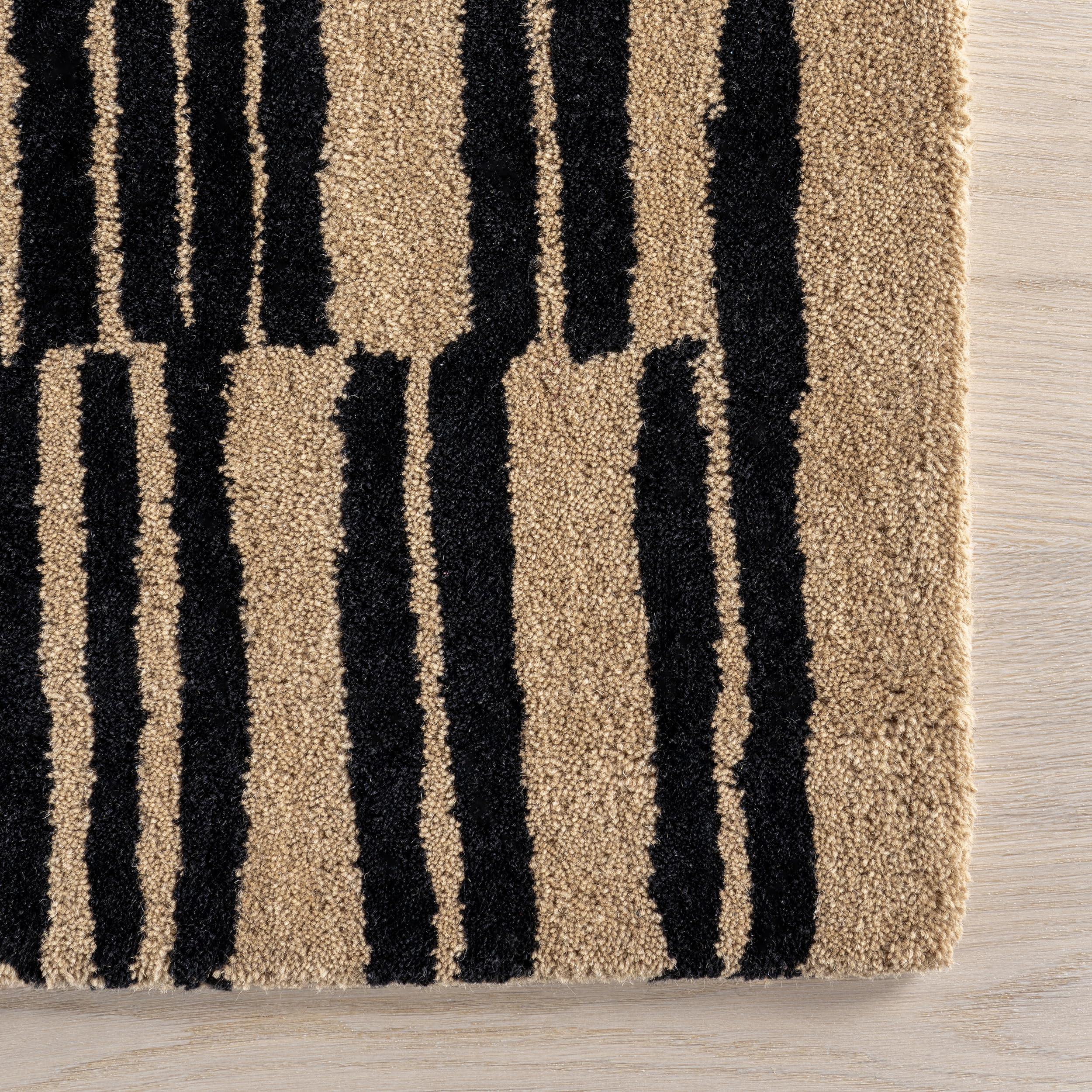 Rugs USA Rugs USA x Arvin Olano Tara Striped Wool Area Rug, 9x12, Black