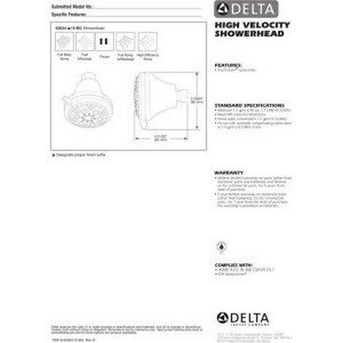 DELTA FAUCET DELTA FAUCET Rubber Limited 52634-15-BG Water Efficient Showerhead, Chrome