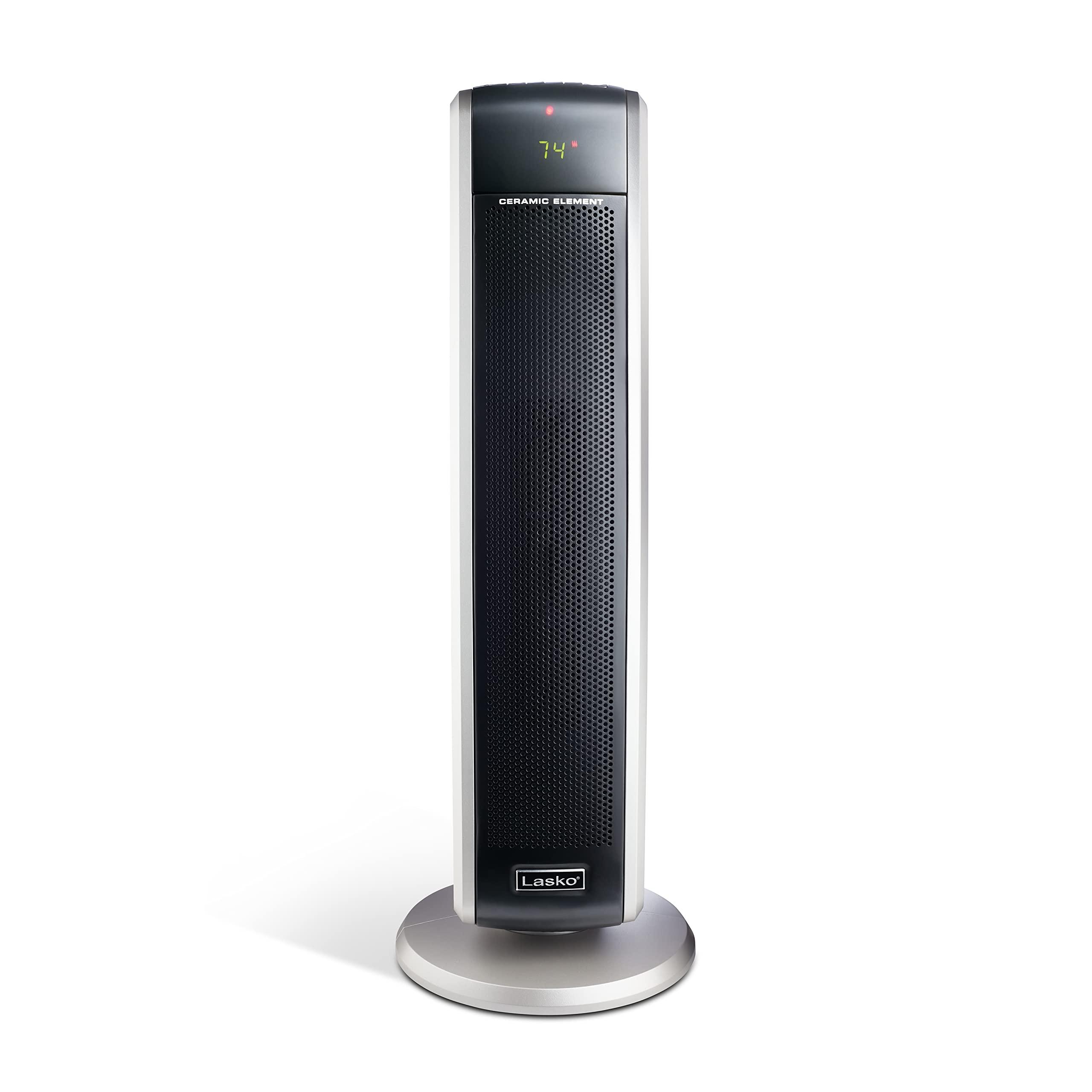 Lasko Lasko Oscillating Digital Ceramic Tower Heater for Large Rooms, with Adjustable Thermostat, Timer and Remote Control, 29 Inches, 1500W, Black, 5586