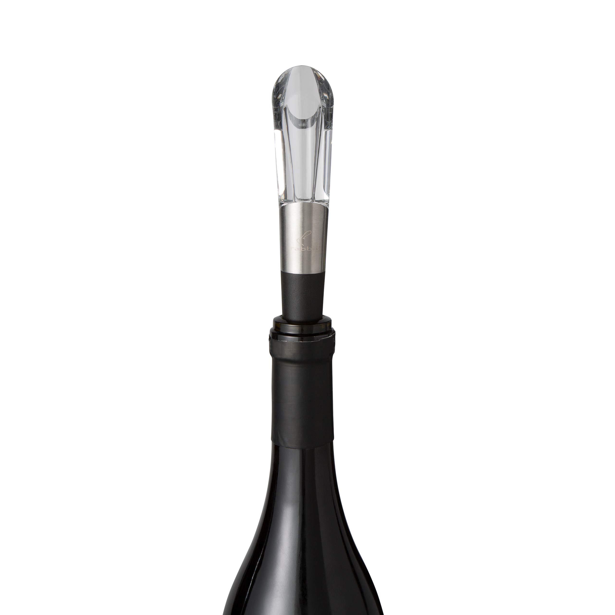 Rabbit Rabbit Wine Aerator and Pourer, 1.1 x 1.1 x 5.2 inches, Clear/Stainless Steel