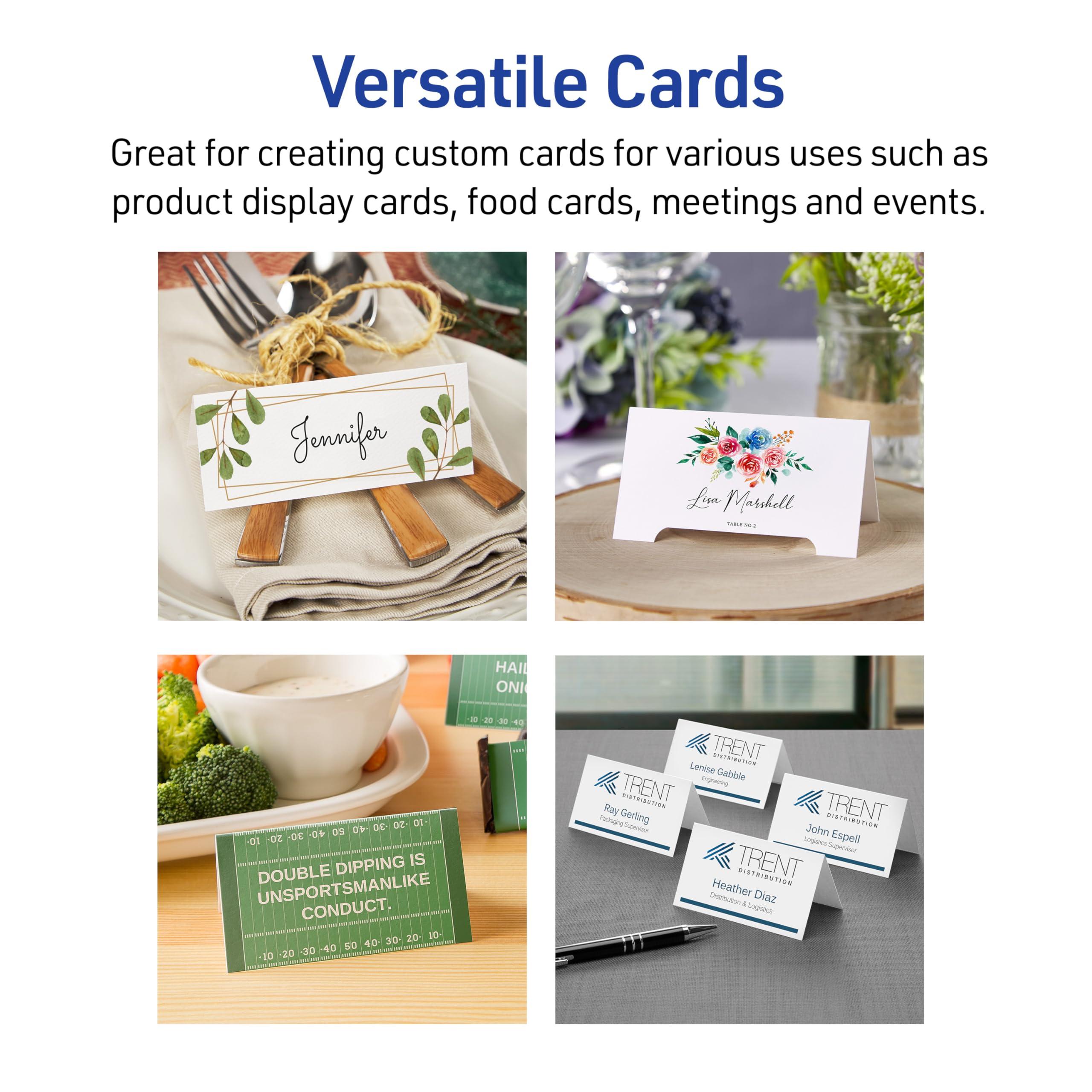 AVERY Avery Printable Tent Cards, 3.5\" x 11\", White with Embossed Border, 50 Blank Place Cards for Laser and Inkjet Printers (5309)
