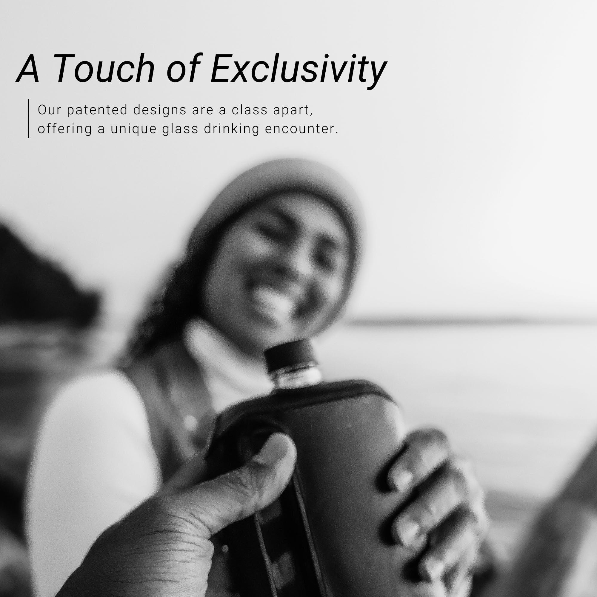 Ragproper Ragproper Modern Glass Hip Flask - Durable Leather Covered Flask for Whiskey, Spirits, & Other Liquor - Ideal Glass Flask for Men & Women (Single Shot 100ml + Double Shot 240ml, Leather Black)