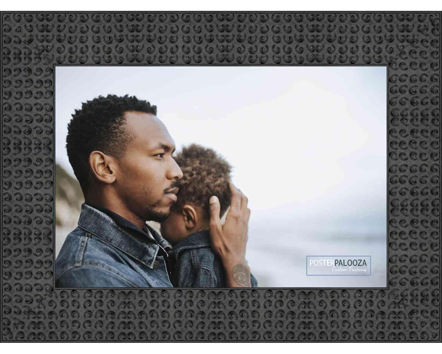 Poster Palooza Poster Palooza 14x22 Ornate Black Complete Wood Picture Frame with UV Acrylic Plexiglass, Foam Board Backing & Hardware Included