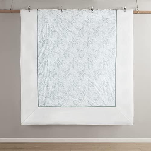 Harbor House Harbor House 100% Cotton Duvet Cover, Embroidered Coastal Seashells, Starfish Duvet Cover Set – Light Weight Bed Comforter Covers, Maya Bay White Blue King/Cal King (106"x90") 3 Piece