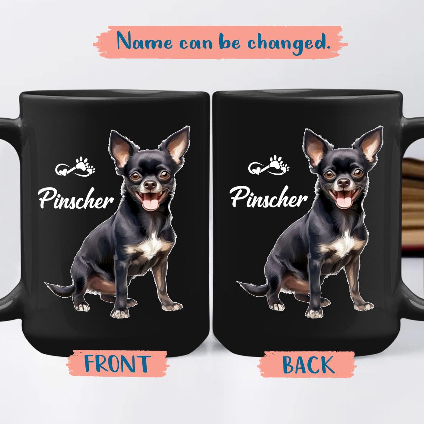 Elido Store Personalized Chihuahua Black Coffee Mug Cup With Name, Customized Chihuahua Ceramic Mug 11 Oz 15 Oz, Chihuahua Dog Lover Coffee Cup Gift For Dog Dad Dog Mom, Chihuahua Pet Travel Mug, Chihuahua Mugs