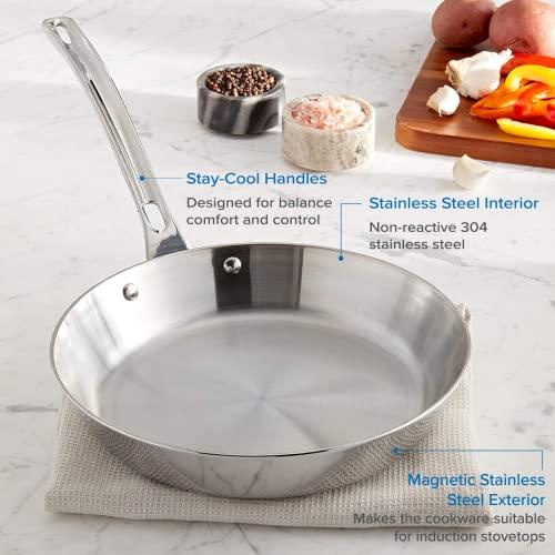 Viking Culinary Viking Culinary Contemporary 3-Ply Stainless Steel Nonctick Fry Pan, 10 Inch, Ergonomic Stay-Cool Handle, Dishwasher, Oven Safe, Works on All Cooktops including Induction
