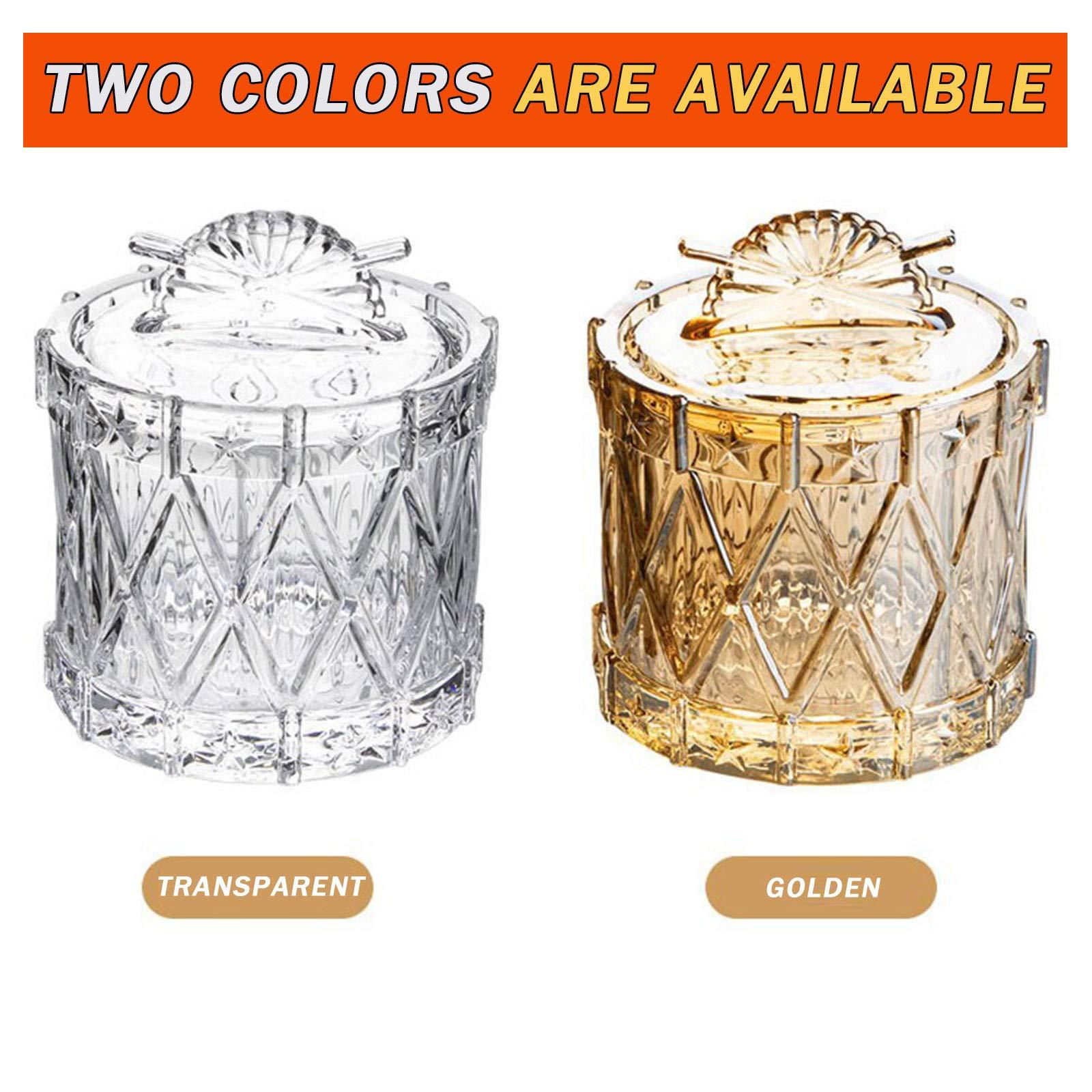 TWW TWW Glass Candy Dish with Lid, Clear Large Covered Candy Bowl, Crystal Candy Jar for Home Kitchen Office Desk,White