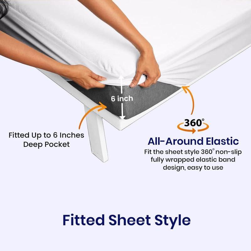 World Bedding World Bedding White XL V Berth Mattress Protector for Boat 100% Waterproof Fitted Style Mattress Pad Cover Fits Upto 12 Inch Deep Pocket Mattress, Ultra Soft Terry Cotton Washable Mattress Cover
