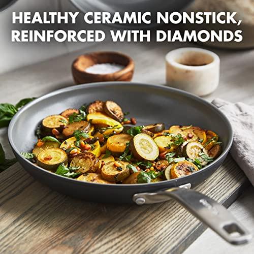 GreenPan GreenPan Chatham Hard Anodized Healthy Ceramic Nonstick, 10" Frying Pan Skillet, PFAS-Free, Dishwasher Safe, Oven Safe, Gray