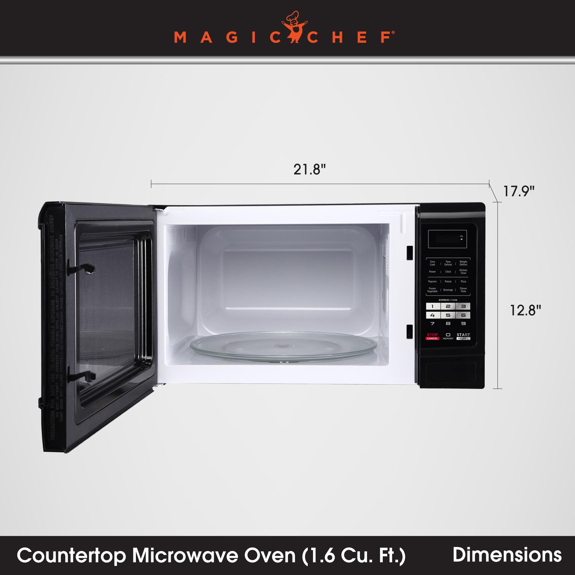 Magic Chef Magic Chef Countertop Microwave Oven, Small and Compact, 1100 Watt, 1.6 Cu Ft, Black