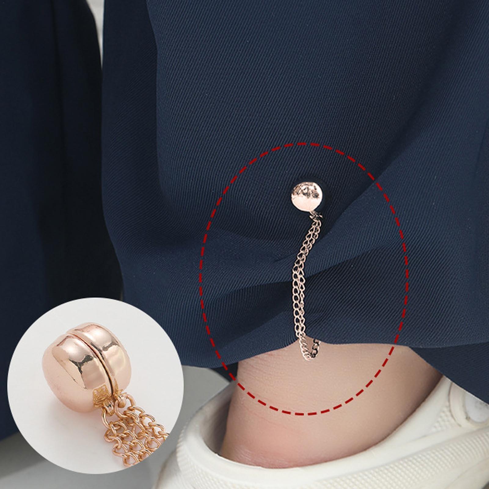 glylo Multi-Function Magnetic Clothing Clips, 4 Pack Hijab Magnets with Chain, Clothing Cinch Clips, T-Shirt Clips, Magnetic Shirt Accessories, for Cardigans, Skirts and Dresses