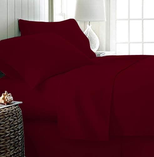 Ashley Mills Ashley Mills 100% Egyptian Cotton 4Pcs Sheets Set TwinXL 800 Thread Count 18\" Deep Pocket Luxury Super Soft Hotel Class TwinXL Size Bed Sheets - Burgundy Solid