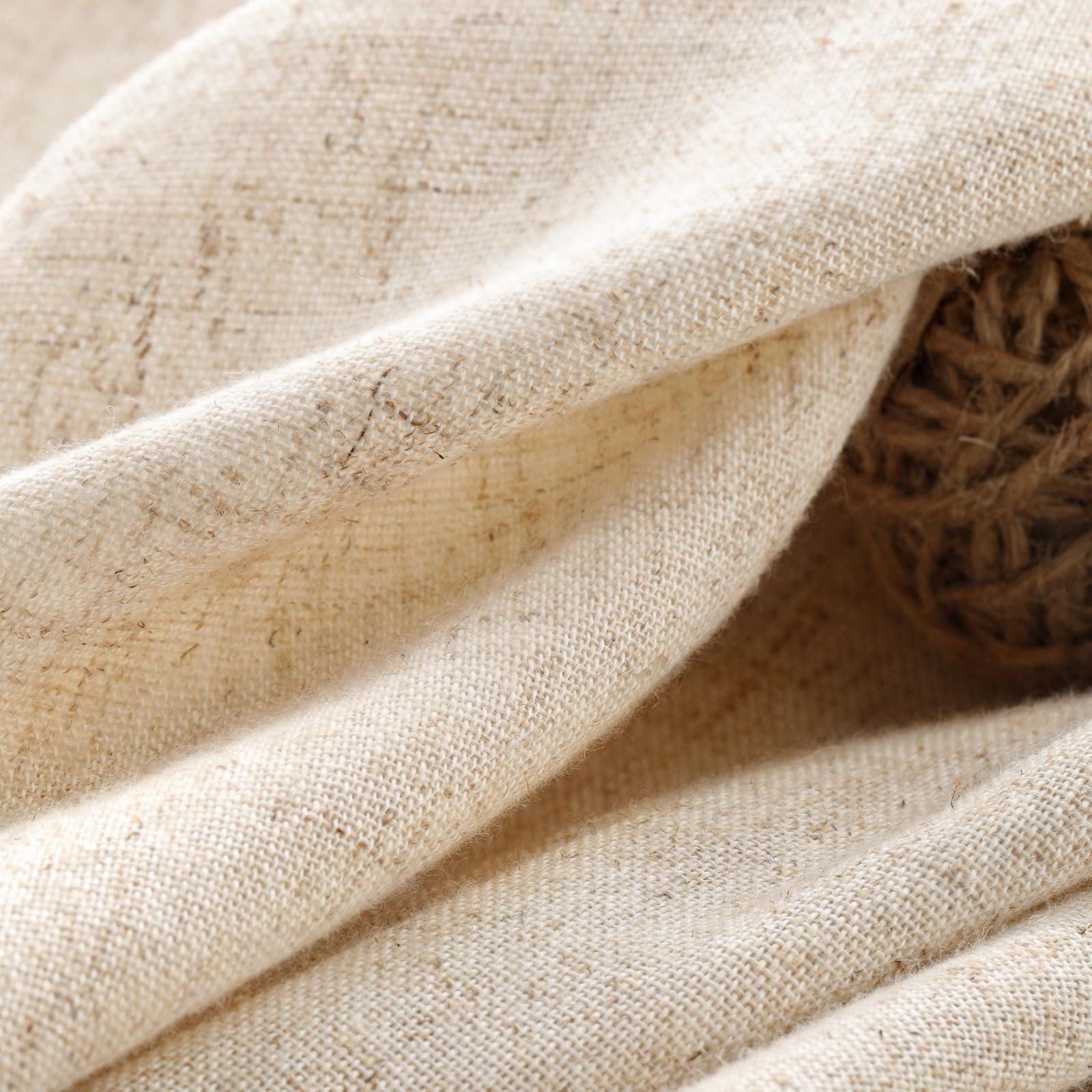 Awellife Extra Long Shower Curtain 96 Inch Length Linen Shower Curtain for Bathroom Natural Cloth Cotton Fabric Liner Cream Ivory