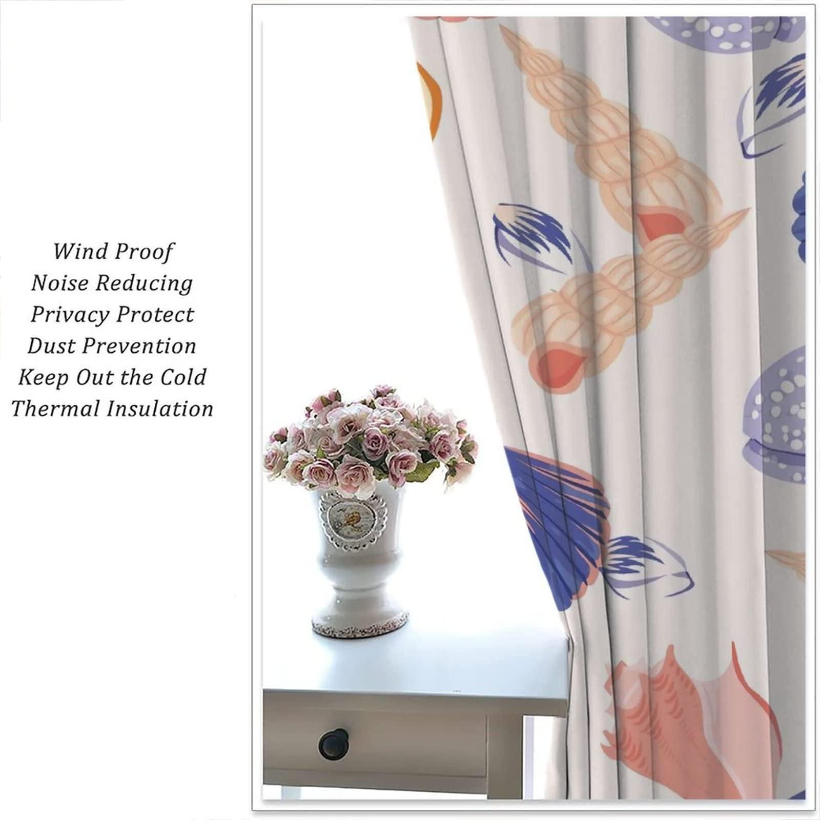 gaoyaqing Beach Curtain, Tropical Ocean Shell Starfish Conch Cool Natural Scenery Curtain in Summer,View Bedroom Curtain 42x54in