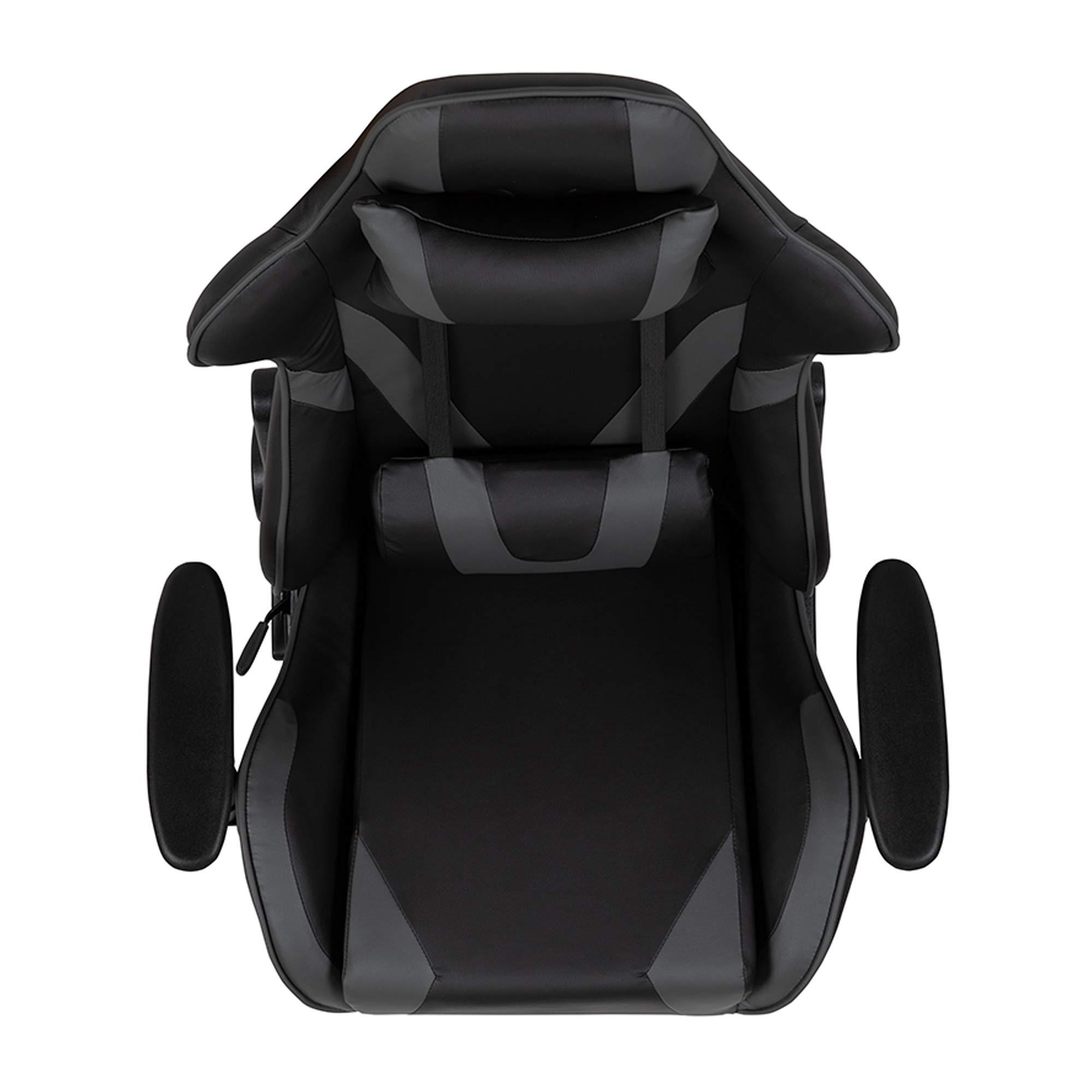 Flash Furniture Flash Furniture X20 Gaming Chair Racing Office Ergonomic Computer PC Adjustable Swivel Chair with Fully Reclining Back in Gray LeatherSoft