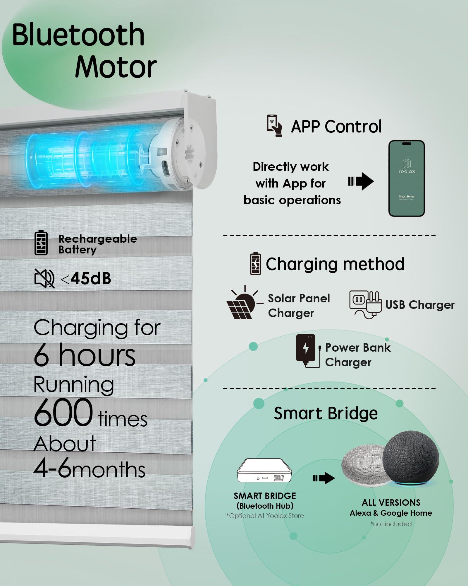 Yoolax Yoolax Motorized Zebra Blinds, Remote Zebra Shades for Indoor Windows, Motorized Shades with Remote Light Control Horizontal Window Blinds (80% Shading Luxury Grey, 22" x 72")