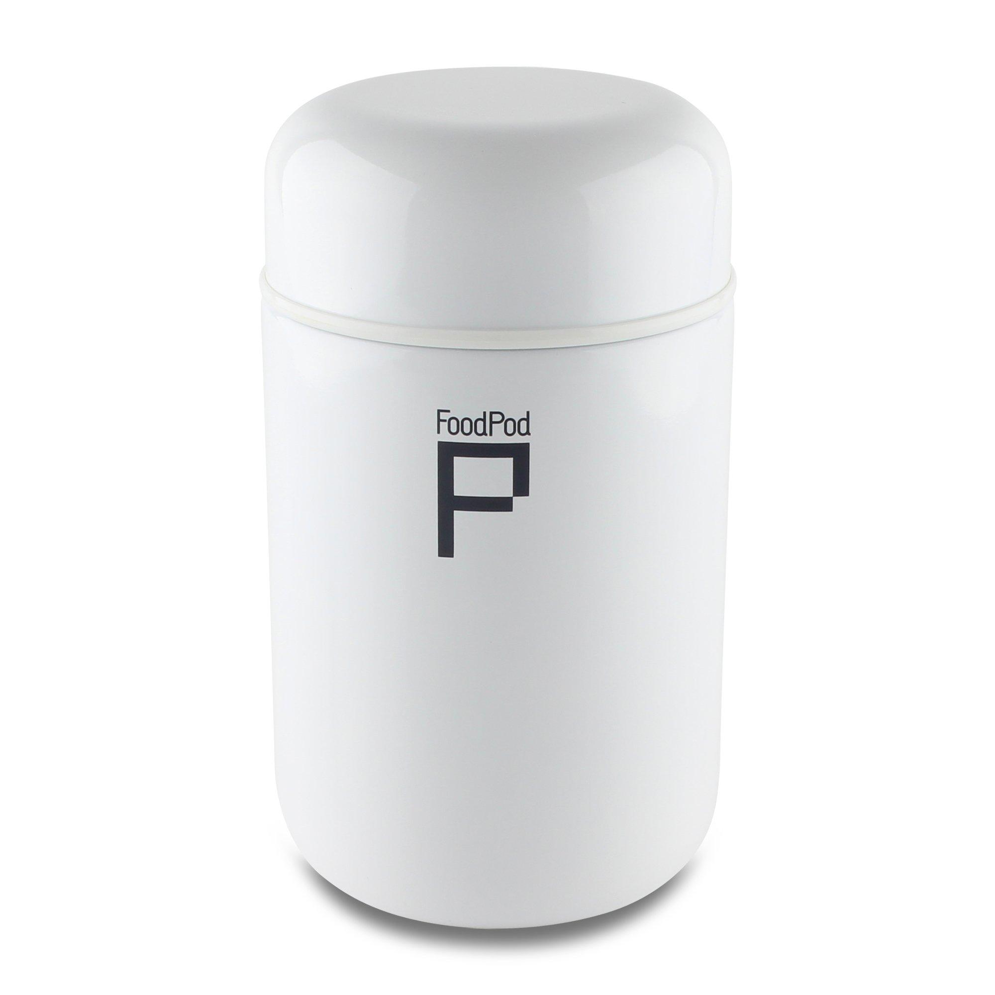 DRINKPOD DrinkPod HCP-400W Pioneer Stainless Steel Vacuum Insulated Leak-Proof Foodpod Capsule Flask 6 Hours Hot 24 Hours Cold, White, 400 ml