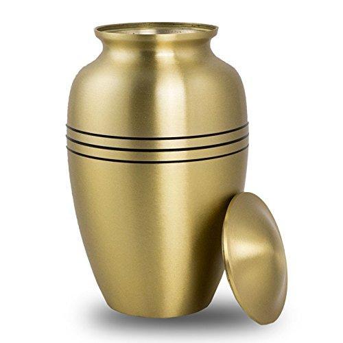 OneWorld Memorials Classic Tri Band Bronze Memorial Urn for Adults - Large - Holds Up to 190 Cubic Inches of Ashes - Bronze Gold Cremation Urn for Ashes