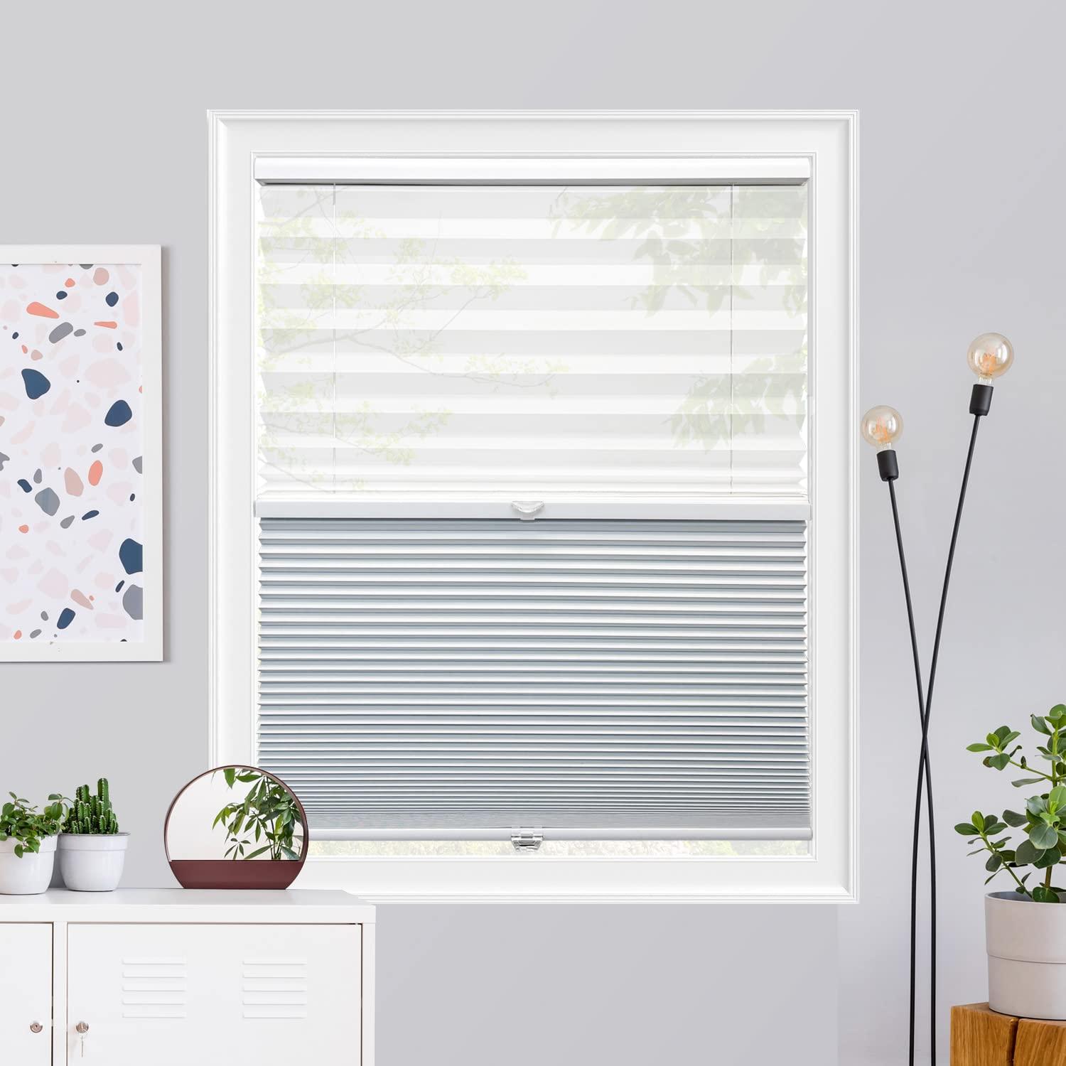 CHICOLOGY CHICOLOGY Cellular Shades, Day and Night Shades, Custom Blinds for Windows, Window Shades for Home, Blackout Shades, Window Coverings, Cellular Blinds, Snowfall (Blackout + Privacy), 60" W x 72" H