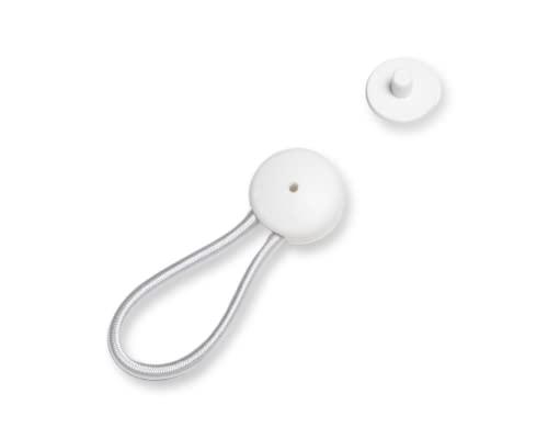 Stay Put Stayput 6 5/8" Standard Size White Shock Cord & Fastener for Canvas - 10 Pack - Cord Length is 6 5/8" End to End