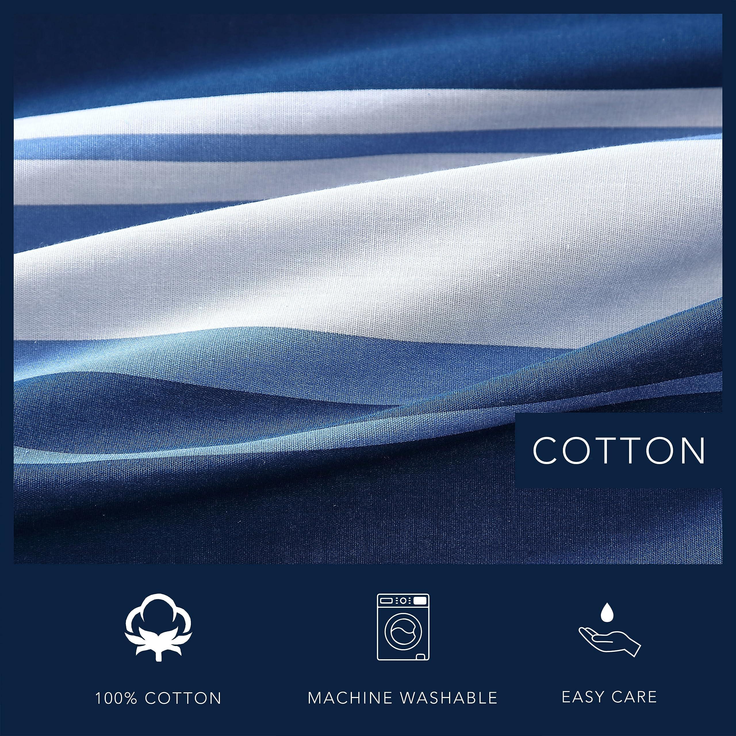 Nautica Nautica- Queen Comforter Set, Cotton Reversible Bedding Set, All Season Designer Home Dcor (Lakeview Blue, Queen)