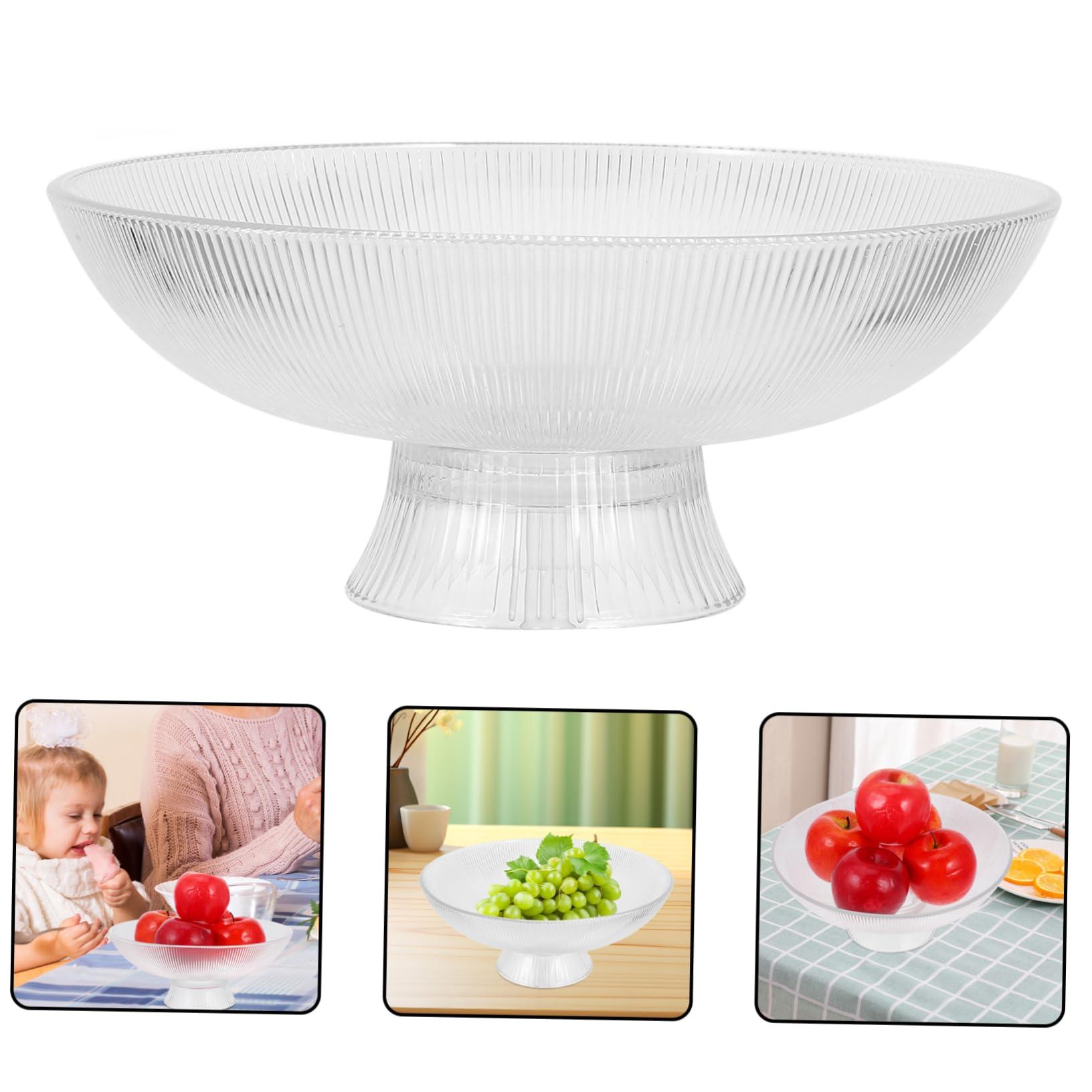 GRIRIW GRIRIW Footed Fruit Serving Plate Large Glass Bowl for Centerpiece Fruit Bowl in Kitchen