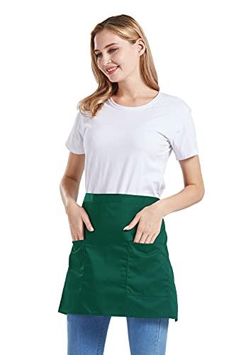 Nanxson Nanxson Women Bistro Waist Apron with 2 Pockets Half Apron for Kitchen Cooking Waiter Short Aprons AL8029 green