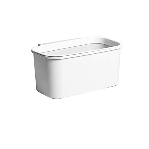 Suuim Garbage Bin Trash Can, Square Garbage Bag Holder Trash Can Kitchen Garbage Bag Cupboard Door Back Hanging Drawer Storage Rack Cabinet Trash Rack (White)