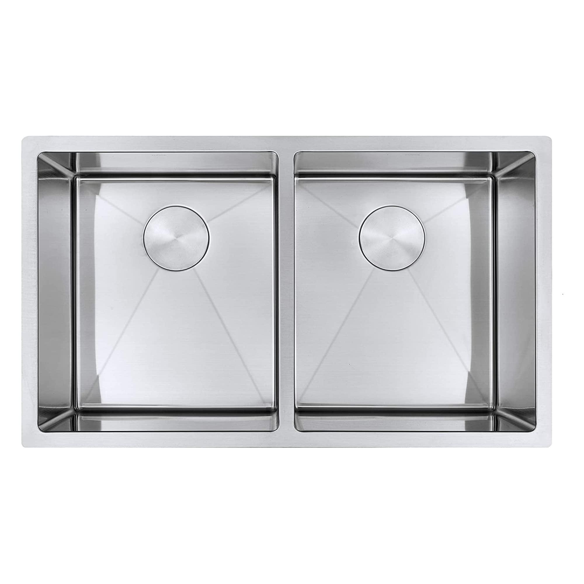 ZUHNE ZUHNE 32-Inch Stainless Steel Undermount Kitchen Sink Double Bowl 16 Gauge (50/50 Equal)